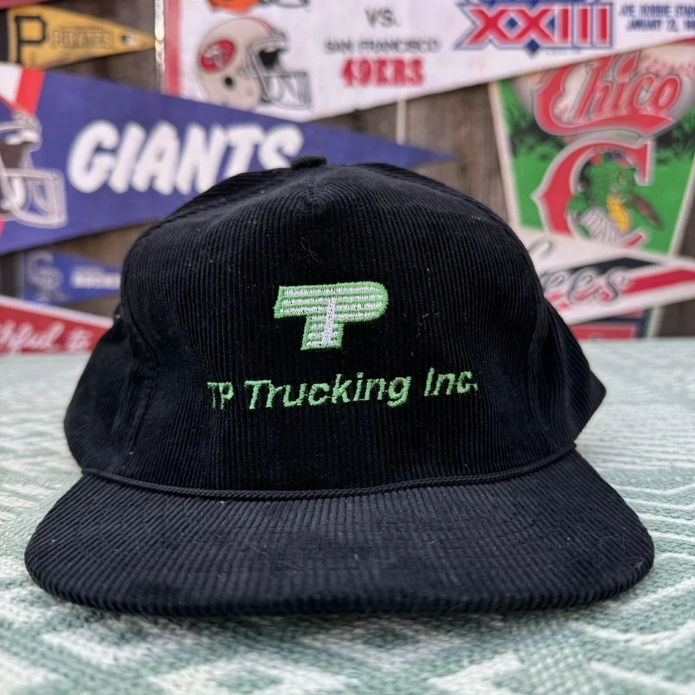 Vtg‎ Black Corduroy TP Trucking Inc. Hat